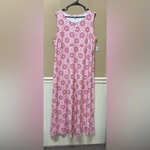 Talbots Women's 2X Jersey Maxi Dress Pink Stretch NWT